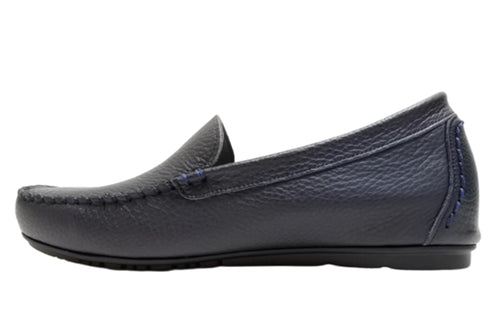 【PRETA flex P1101 ネイビー】本革レザープレーンモカシンシューズ