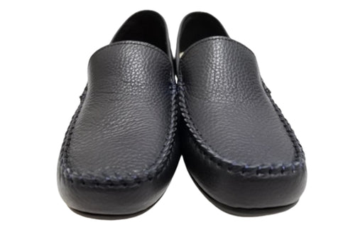 【PRETA flex P1101 ネイビー】本革レザープレーンモカシンシューズ