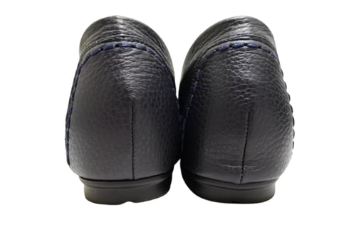 【PRETA flex P1101 ネイビー】本革レザープレーンモカシンシューズ