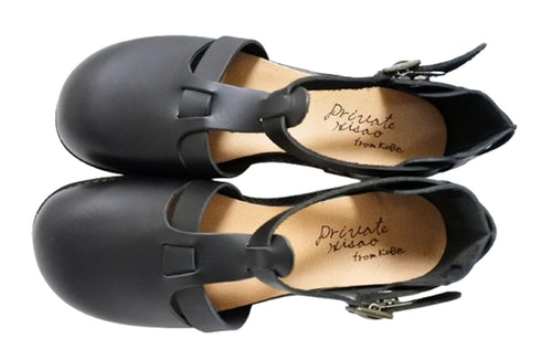 【かぼちゃの馬車 PV-1 ブラック】本革Tストラップシューズ