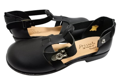 【かぼちゃの馬車 PV-1 ブラック】本革Tストラップシューズ