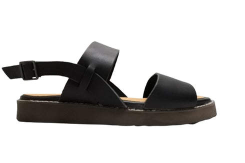 【かぼちゃの馬車 PV-3 ブラック】本革オープントゥサンダル