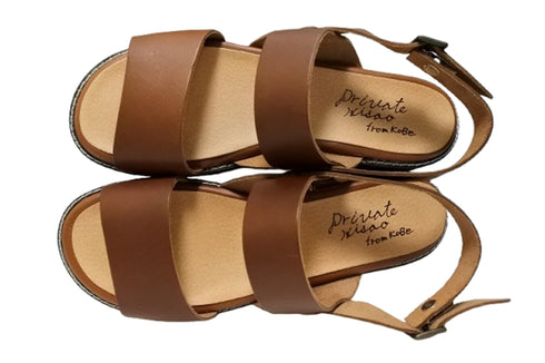 【かぼちゃの馬車 PV-3 ブラウン】本革オープントゥサンダル