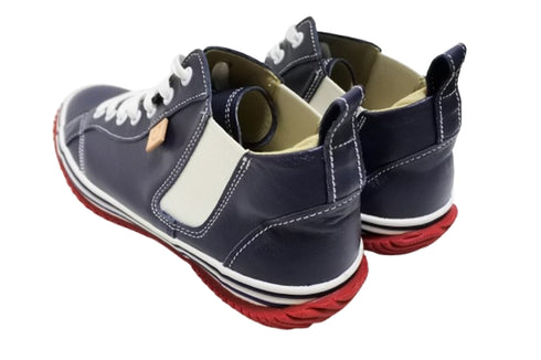 【SPINGLE SP442 ネイビー/レッド】カンガルー革ミドルカットサイドゴア