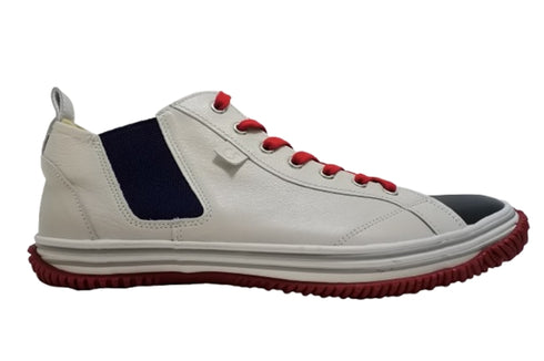 【SPINGLE SP442YOU8 レッドホワイト】カンガルー革ミドルカットサイドゴアスニーカー