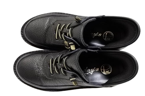 【TODAY'S T6003 ブラック】ゴムひもレザーシューズ