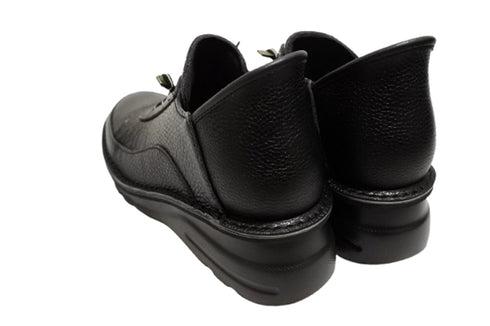 【TODAY'S T6003 ブラック】ゴムひもレザーシューズ