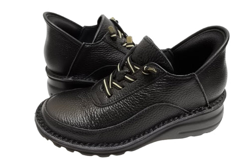 【TODAY'S T6003 ブラック】ゴムひもレザーシューズ