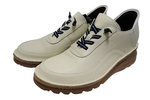 【TODAY'S T6003 アイボリー】ゴムひもレザーシューズ