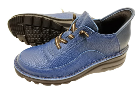 【TODAY'S T6003 ネイビー】ゴムひもレザーシューズ