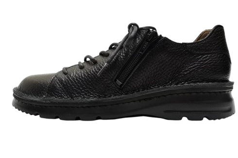 【TODAY'S T7091S ブラック】シュリンクレザーサイドジップスニーカー レディース