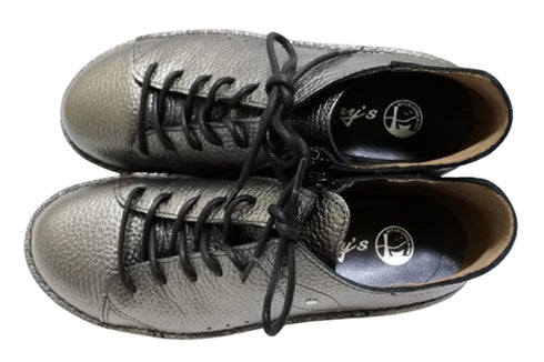 【TODAY'S T7091S ダークシルバー】シュリンクレザーサイドジップスニーカー レディース