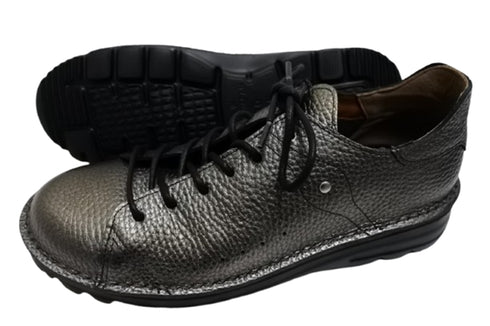 【TODAY'S T7091S ダークシルバー】シュリンクレザーサイドジップスニーカー レディース