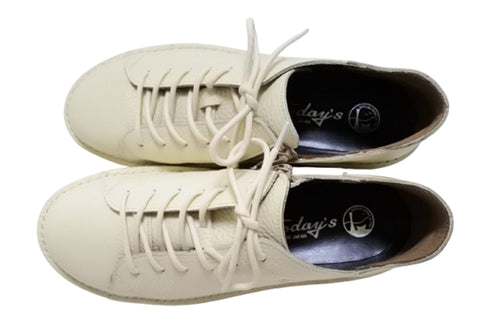 【TODAY'S T7091S アイボリー】シュリンクレザーサイドジップスニーカー レディース