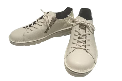 【TODAY'S T7091S アイボリー】シュリンクレザーサイドジップスニーカー レディース