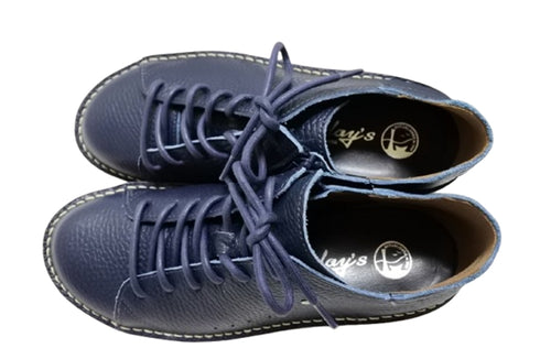 【TODAY'S T7091S ネイビー】シュリンクレザーサイドジップスニーカー レディース