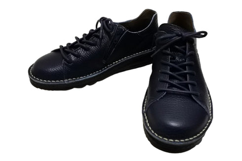 【TODAY'S T7091S ネイビー】シュリンクレザーサイドジップスニーカー レディース