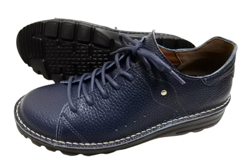 【TODAY'S T7091S ネイビー】シュリンクレザーサイドジップスニーカー レディース