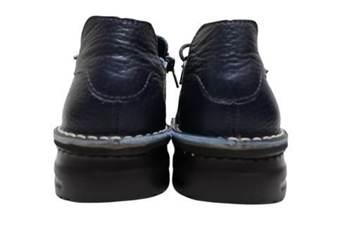 【TODAY'S T7091S ネイビー】シュリンクレザーサイドジップスニーカー レディース