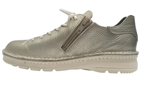 【TODAY'S T7091S シャンパンゴールド】シュリンクレザーサイドジップスニーカー レディース