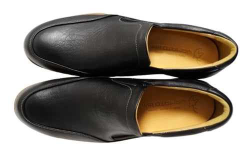 【倭イズム YA3302 ブラック】奈良県の職人手作り鹿革サイドゴアスリッポン