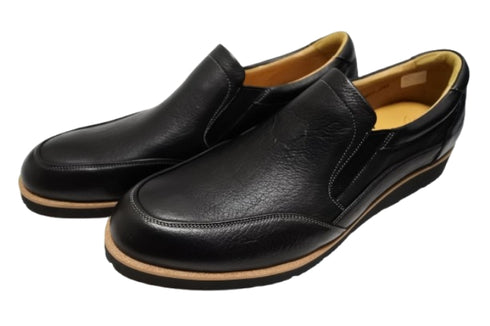 【倭イズム YA3302 ブラック】奈良県の職人手作り鹿革サイドゴアスリッポン