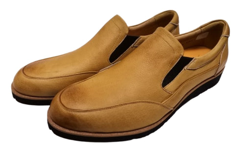 【倭イズム YA3302 ライトブラウン】奈良県の職人手作り鹿革サイドゴアスリッポン