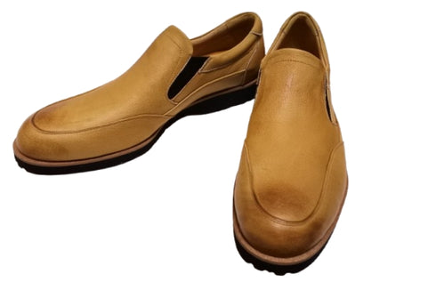 【倭イズム YA3302 ライトブラウン】奈良県の職人手作り鹿革サイドゴアスリッポン