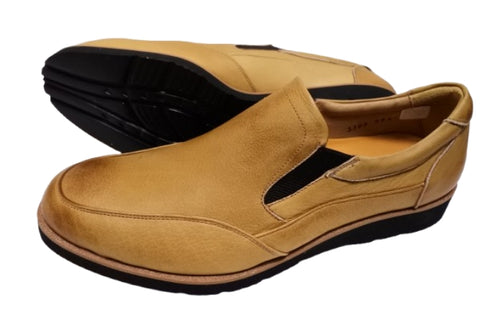 【倭イズム YA3302 ライトブラウン】奈良県の職人手作り鹿革サイドゴアスリッポン