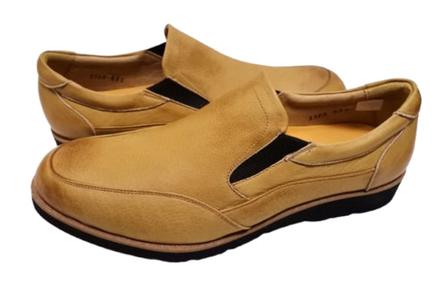 【倭イズム YA3302 ライトブラウン】奈良県の職人手作り鹿革サイドゴアスリッポン