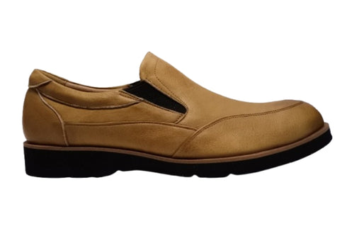 【倭イズム YA3302 ライトブラウン】奈良県の職人手作り鹿革サイドゴアスリッポン