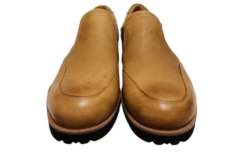 【倭イズム YA3302 ライトブラウン】奈良県の職人手作り鹿革サイドゴアスリッポン