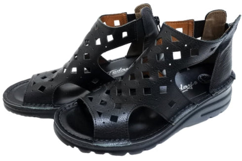 【TODAY's 0105 ブラック】幅広4E本革コンフォートメッシュサンダル