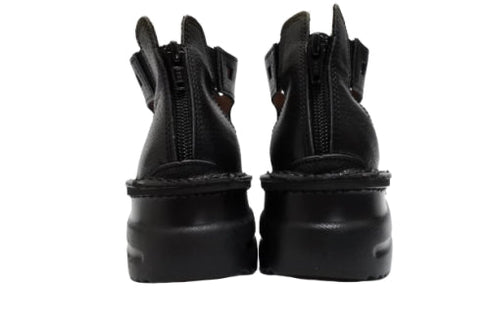 【TODAY's 0105 ブラック】幅広4E本革コンフォートメッシュサンダル