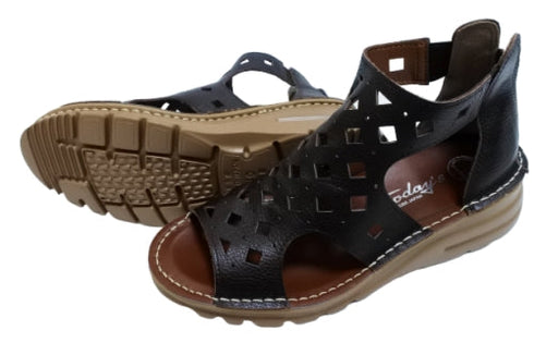 【TODAY's 0105 ダークブラウン】幅広4E本革コンフォートメッシュサンダル