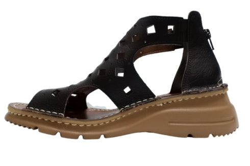 【TODAY's 0105 ダークブラウン】幅広4E本革コンフォートメッシュサンダル