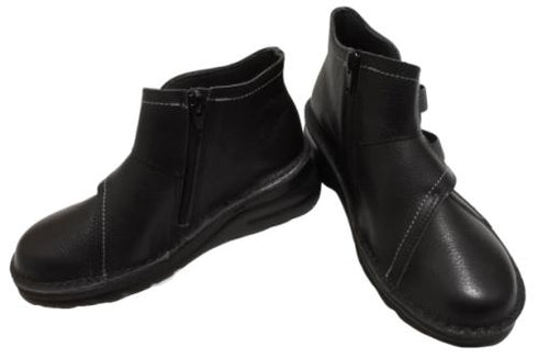 【TODAY'S 0110 ブラック】国産本革サイドジップレザースニーカー