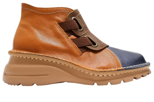 【TODAY'S 0110 ダークブルーキャメルオリーブ】国産本革サイドジップレザースニーカー