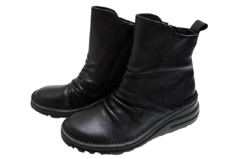 【TODAY's 0206 ブラック】幅広4E サイドジップミドルブーツ