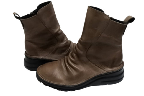 【TODAY's 0206 グレー】幅広4E サイドジップミドルブーツ