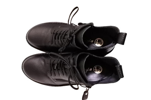 【TODAY's 0248 ブラック】幅広4E サイドジップレースアップミドルブーツ