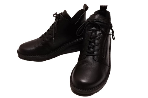 【TODAY's 0248 ブラック】幅広4E サイドジップレースアップミドルブーツ