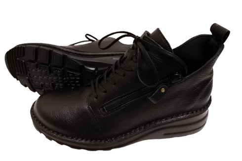 【TODAY's 0248 ブラック】幅広4E サイドジップレースアップミドルブーツ