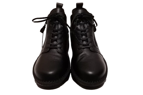 【TODAY's 0248 ブラック】幅広4E サイドジップレースアップミドルブーツ
