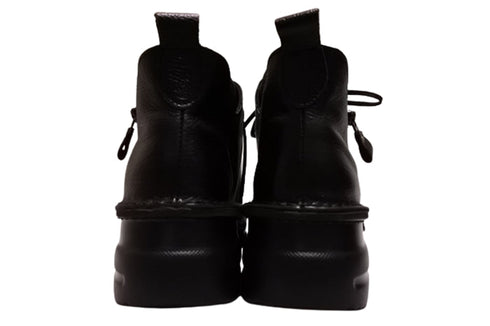 【TODAY's 0248 ブラック】幅広4E サイドジップレースアップミドルブーツ
