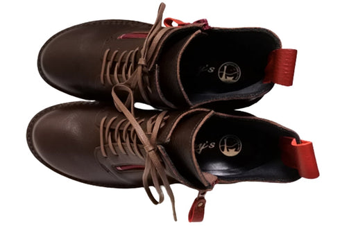 【TODAY's 0248 ダークブラウンカーマイン】幅広4E サイドジップレースアップミドルブーツ