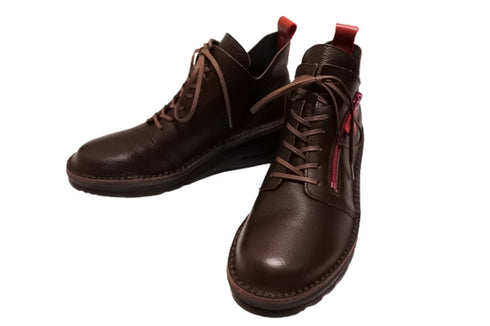【TODAY's 0248 ダークブラウンカーマイン】幅広4E サイドジップレースアップミドルブーツ