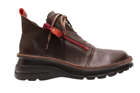 【TODAY's 0248 ダークブラウンカーマイン】幅広4E サイドジップレースアップミドルブーツ