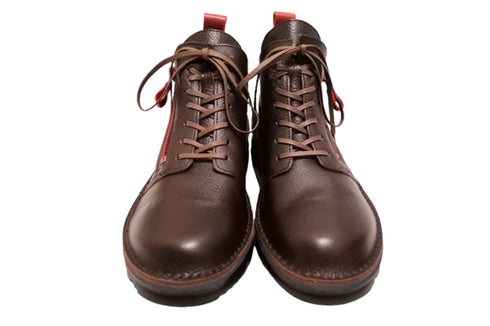 【TODAY's 0248 ダークブラウンカーマイン】幅広4E サイドジップレースアップミドルブーツ