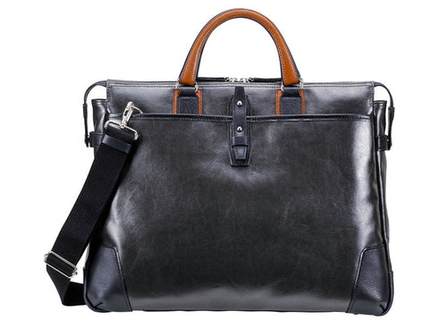 【豊岡鞄 木和田正昭商店 080117 ブラック】どんなシーンにも合う帆布と本革シングルブリーフケース